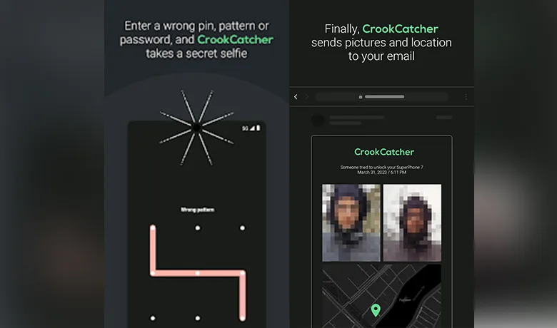 Interface do aplicativo CrookCatcher