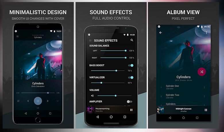 Interface de l'application BlackPlayer Music Player