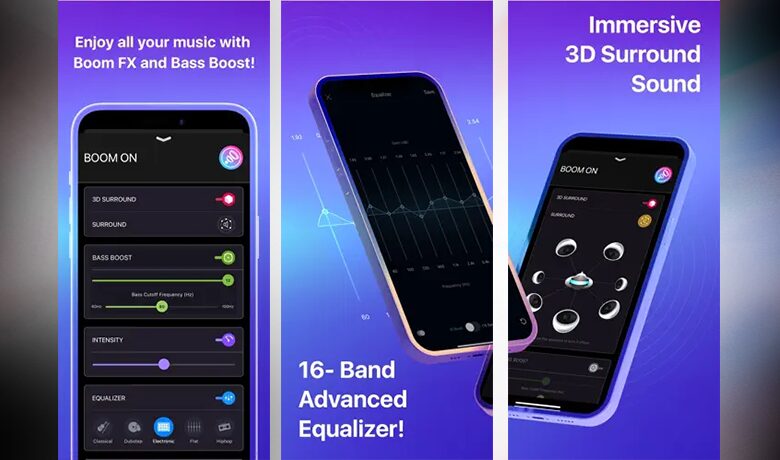 Boom : Interface de l'application Bass Booster & Equaliser