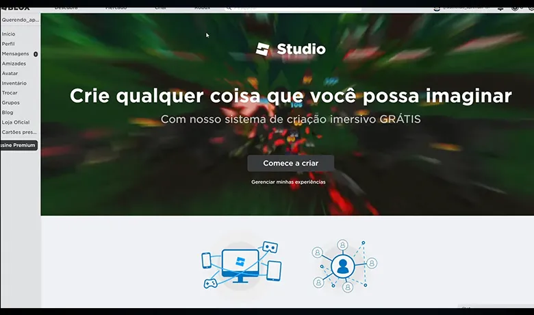 É necessário baixar o Roblox Studio para começar