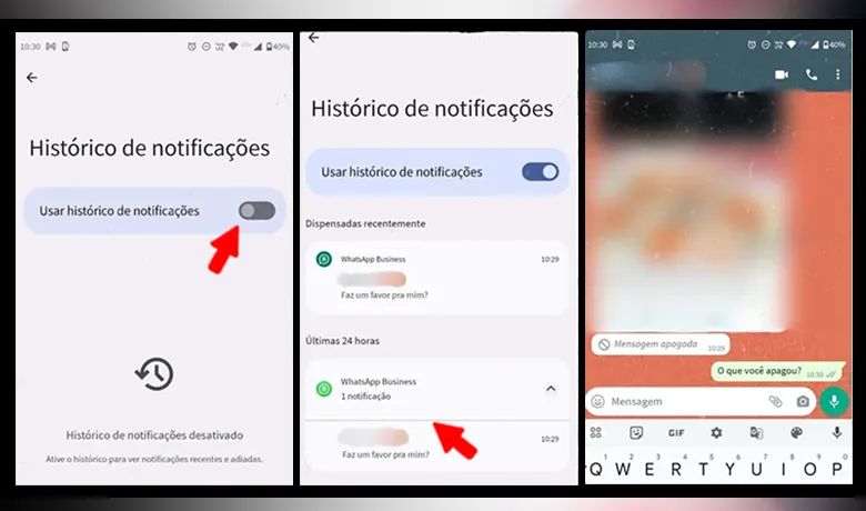 Activer l'historique des notifications