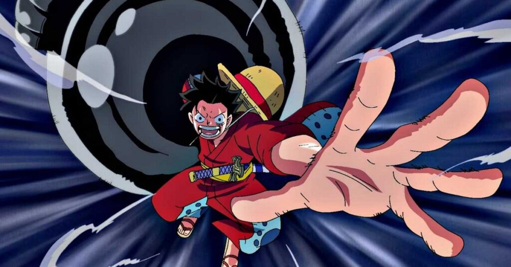 Luffy preparando un mega puñetazo