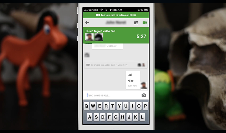 Captura de tela mostrando a interface do app Google Hangouts