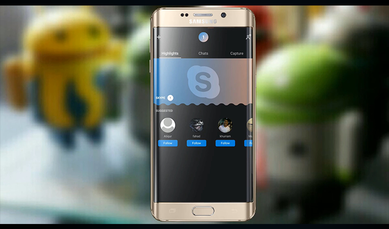 Imagem de um celular exibindo a interface do app Skype