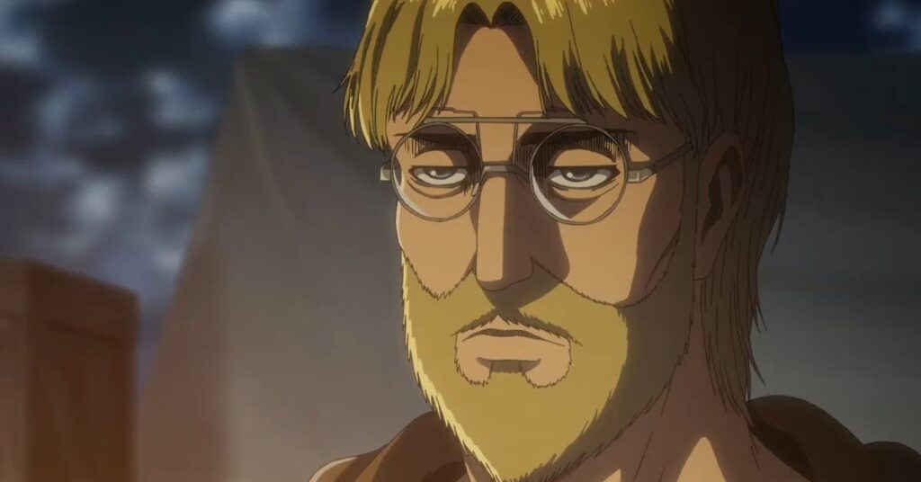 Zeke Yeager, character from Attack on Titan, with a serious expression 