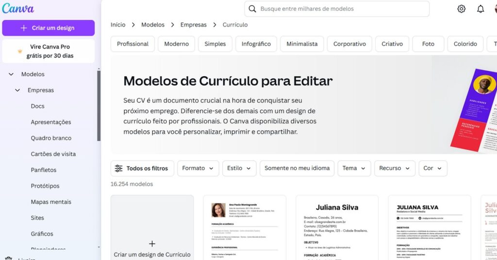 Image showing the home page of the application for creating a good resume