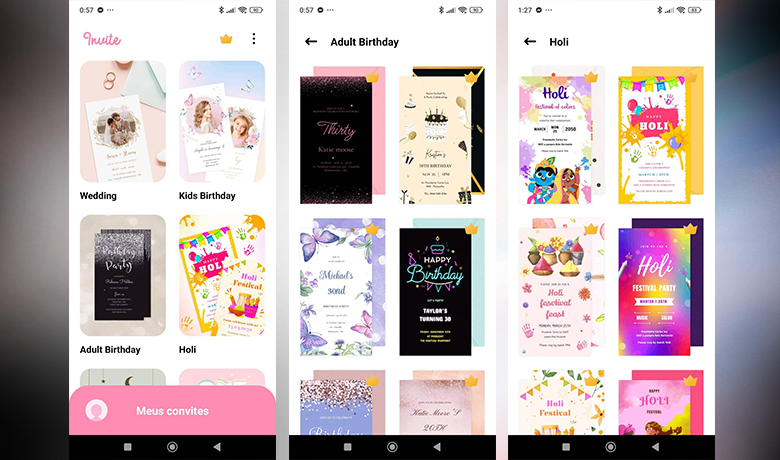 Captura de tela com a interface do app Invitation Maker - Convite fazendo