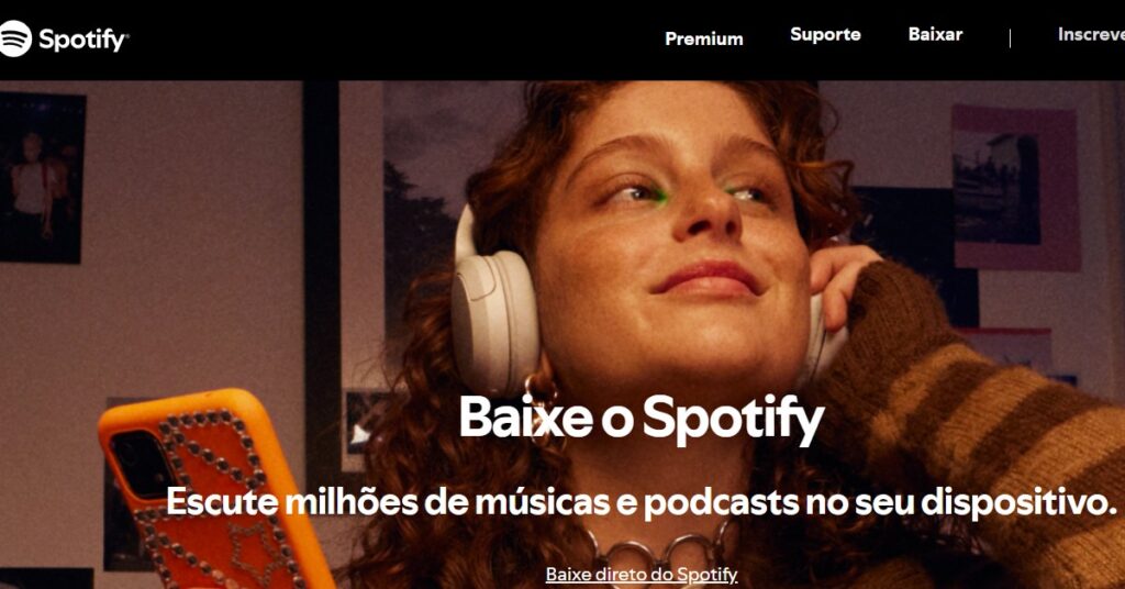 Imagem da página inicial para baixar o aplicativo de música