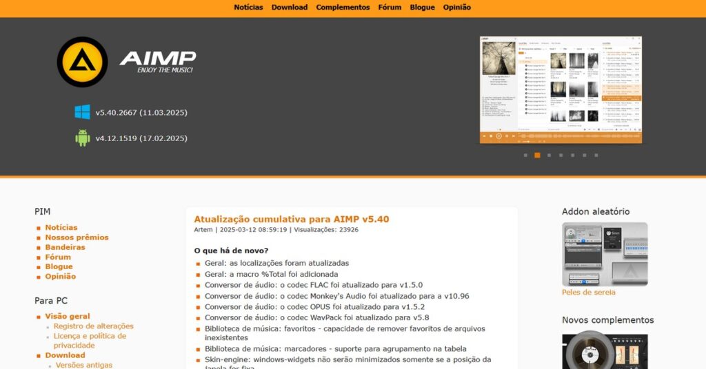 Imagem da página inicial para baixar o aplicativo de música