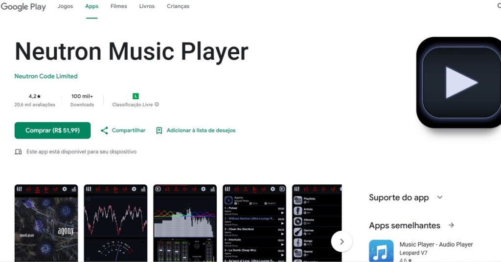 Imagem da página inicial para baixar o aplicativo de música