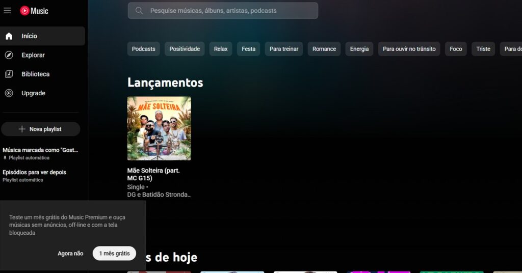 Imagem da página inicial para baixar o aplicativo de música