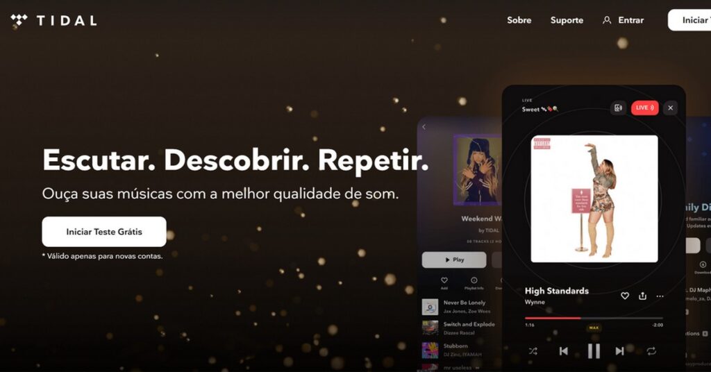 Imagem da página inicial para baixar o aplicativo de música