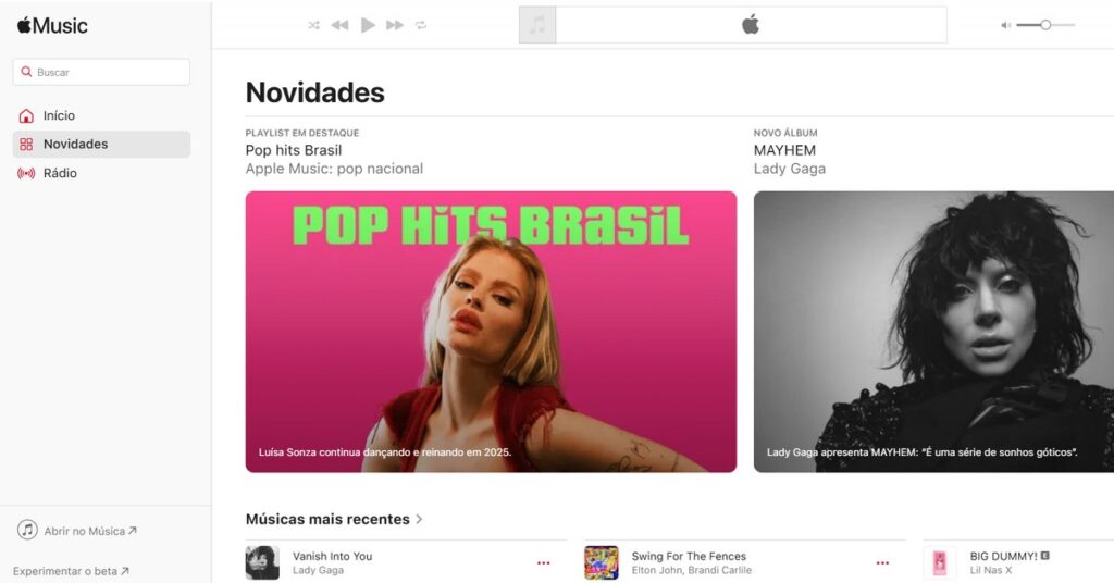 Imagem da página inicial para baixar o aplicativo de música