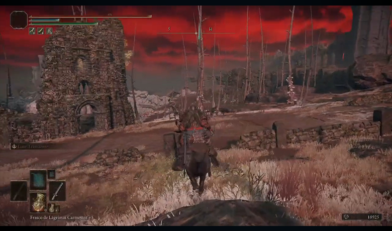 Image of a player character exploring the map in an open field location